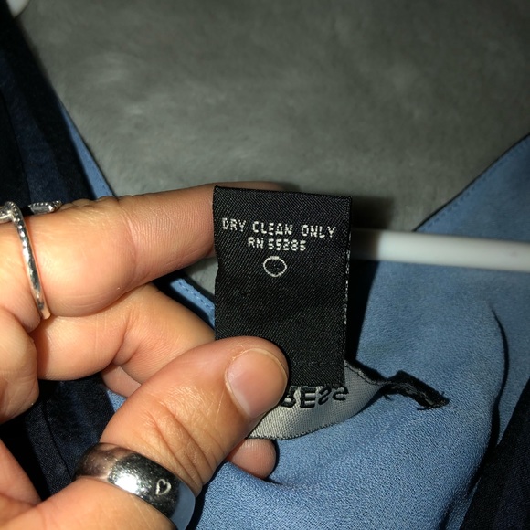 Express Dress V-Neck Sleeveless 100% Silk Blue - Picture 7 of 10